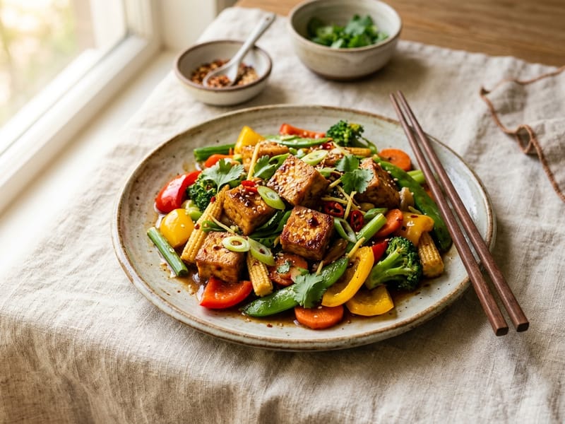 Spicy Ginger Garlic Tofu Stir Fry