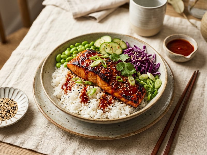 Spicy Gochujang Salmon Bowls