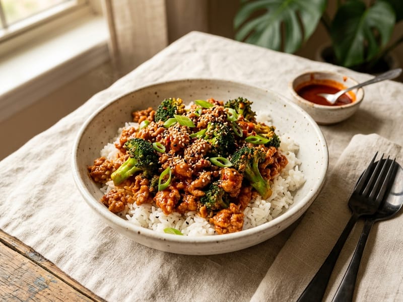 Spicy Gochujang Turkey And Broccoli Bowl