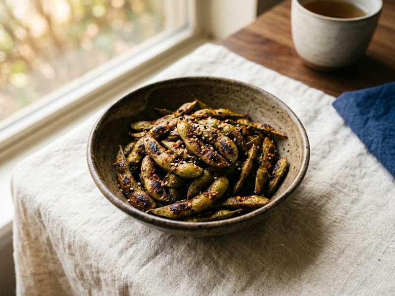 Spicy Roasted Edamame Bites