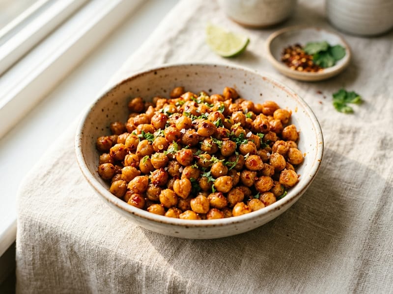 Spicy Sriracha Roasted Chickpeas