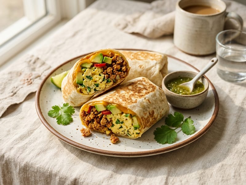 Spicy Turkey And Avocado Breakfast Burritos