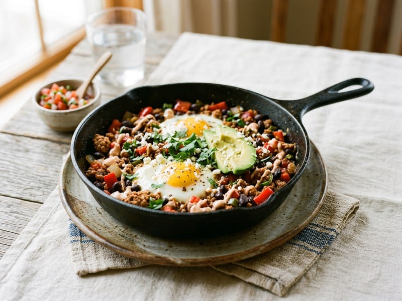 Spicy Turkey and Bean Breakfast Skillet