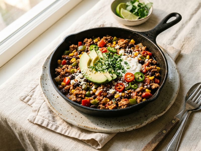 Spicy Turkey And Black Bean Skillet
