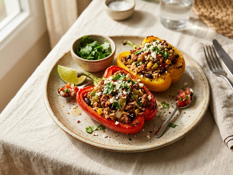 Spicy Turkey and Green Chile Stuffed Peppers