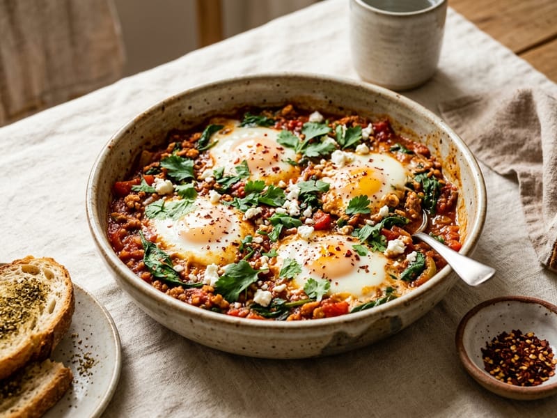 Spicy Turkey and Spinach Shakshuka