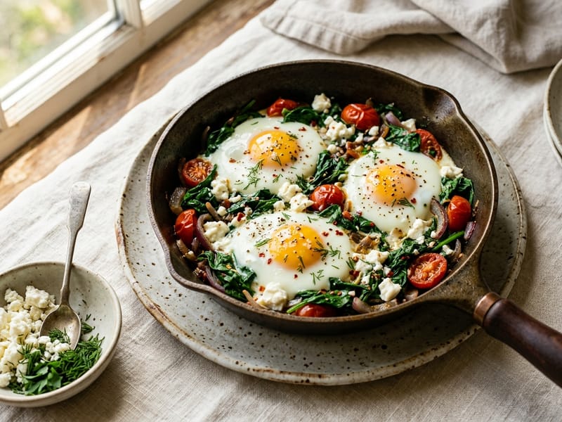 Spinach and Feta Egg Breakfast Skillet