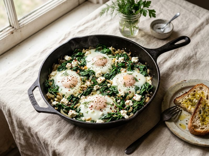 Spinach And Feta Egg Skillet