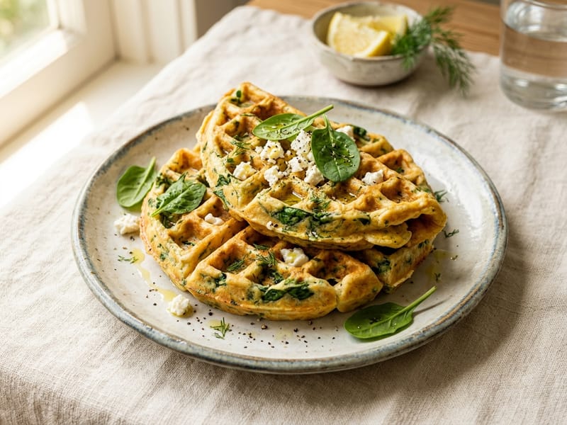 Spinach and Feta Waffles