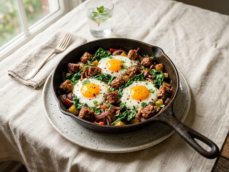 Spinach and Sausage Breakfast Skillet