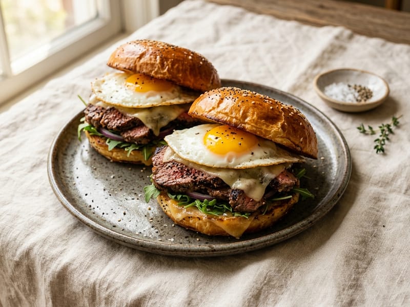 Steak And Egg Breakfast Sandwiches