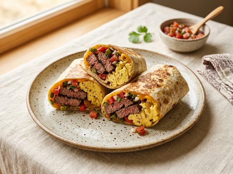 Steak and Egg Power Breakfast Burritos