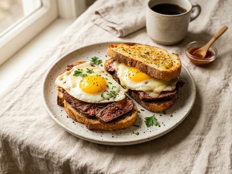 Steak and Egg Power Breakfast Sandwiches