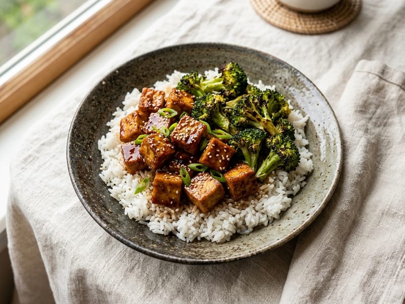 Teriyaki Tofu and Broccoli Rice Bowls