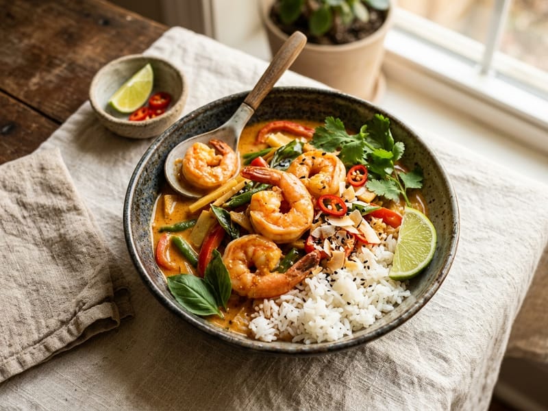 Thai Coconut Curry Shrimp Bowl