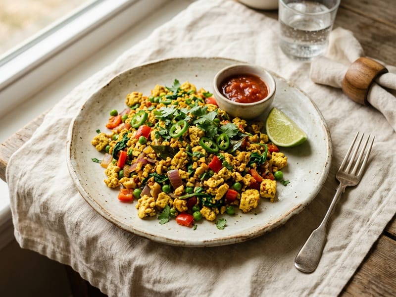 Tofu and Vegetable Madras Breakfast Scramble