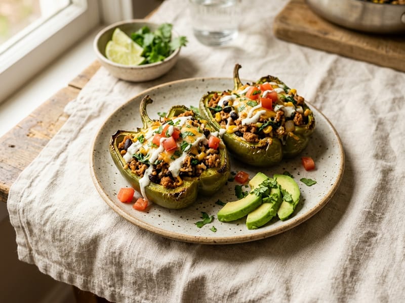 Turkey And Spinach Stuffed Peppers