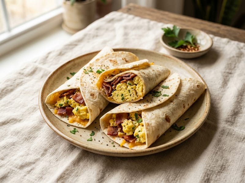 Turkey Bacon Egg Breakfast Wraps