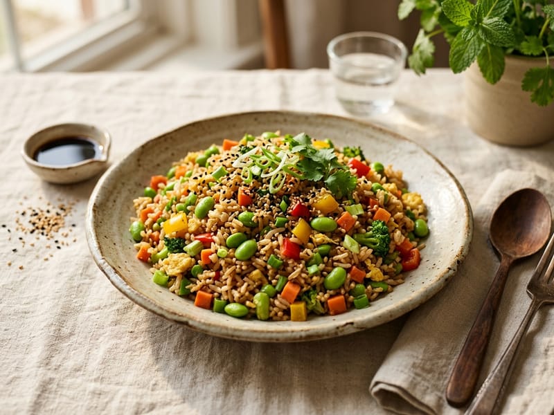 Vegetable And Edamame Fried Rice