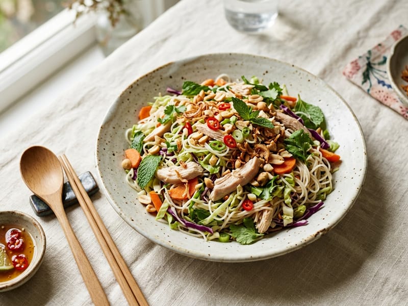 Vietnamese Chicken Cabbage Noodle Bowl