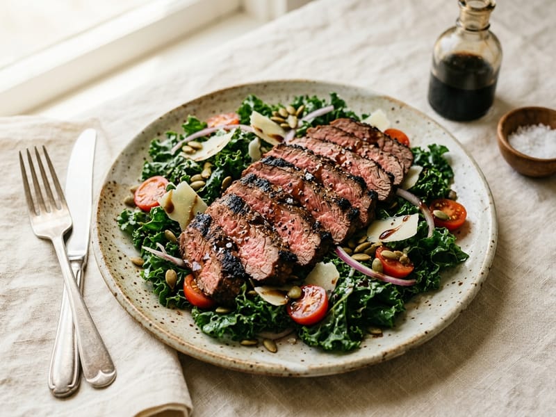 Warm Flank Steak And Kale Salad