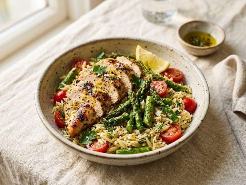 Zesty Lemon Chicken and Orzo Bowl