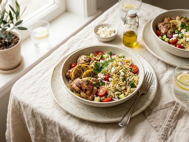 Zesty Lemon Chicken and Orzo Bowls