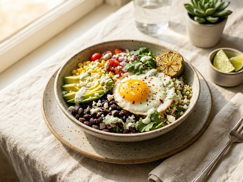 Zesty Lime and Black Bean Egg Bowl